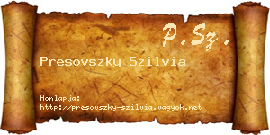 Presovszky Szilvia névjegykártya